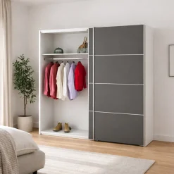 Guardaroba in legno grigio e bianco 182x201h cm - Accadia