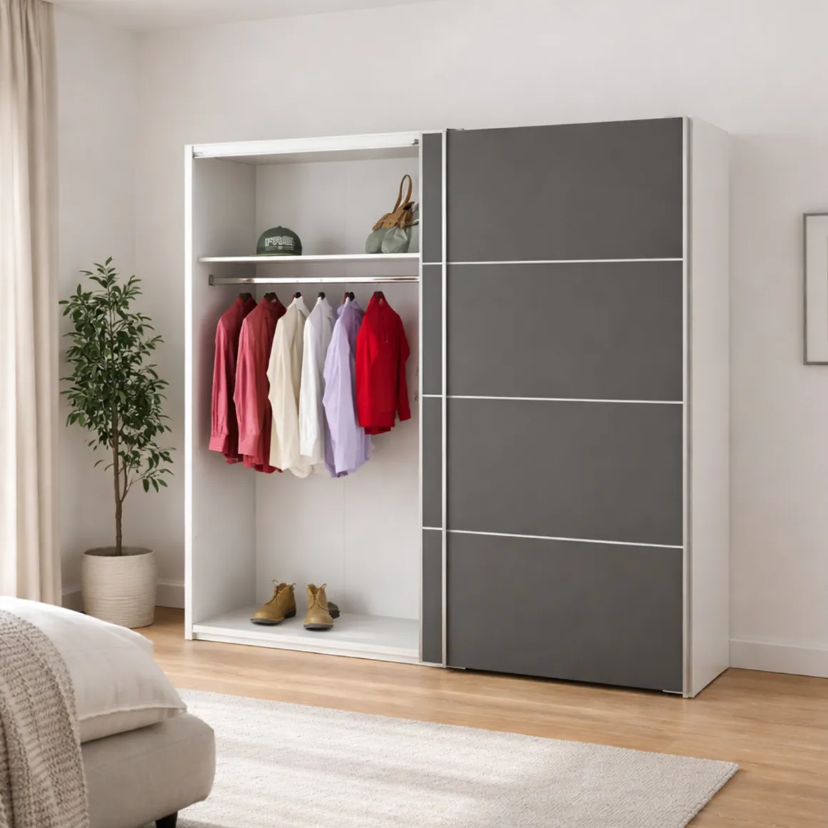 Guardaroba in legno grigio e bianco 182x201h cm - Accadia