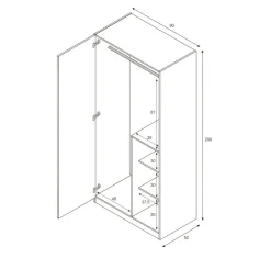 Guardaroba 3 Ante|Camera Da Letto > Dmora Guardaroba in legno grigio e cemento 90x200h cm - Aronia Grigio, Grigio Cemento