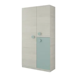 Guardaroba in legno grigio e verde acqua 90x200h cm - Aronia