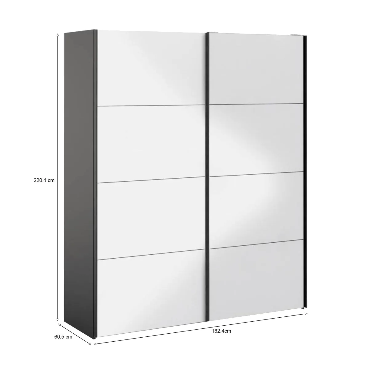 Guardaroba 2 Ante > Dmora Guardaroba in legno nero e bianco lucido 182x220h cm - Paeng Bianco, Nero Lucido