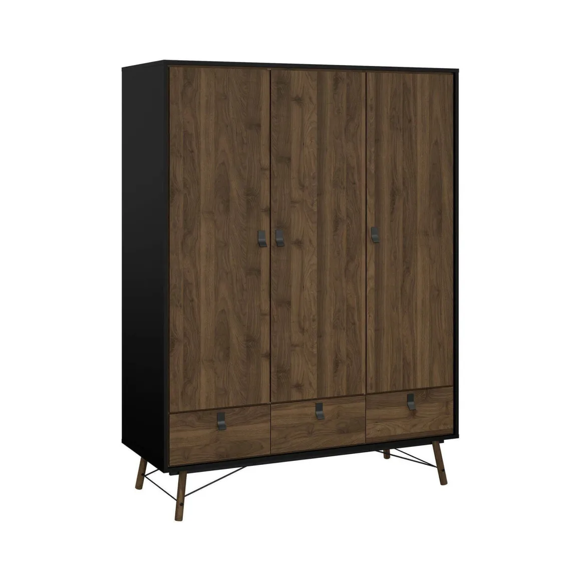 Guardaroba in legno nero e noce 150x200h cm - Virgil