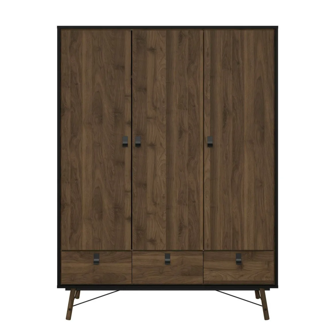 Guardaroba in legno nero e noce 150x200h cm - Virgil