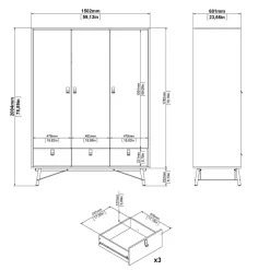 Guardaroba in legno nero e noce 150x200h cm - Virgil