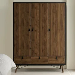 Guardaroba in legno nero e noce 150x200h cm - Virgil