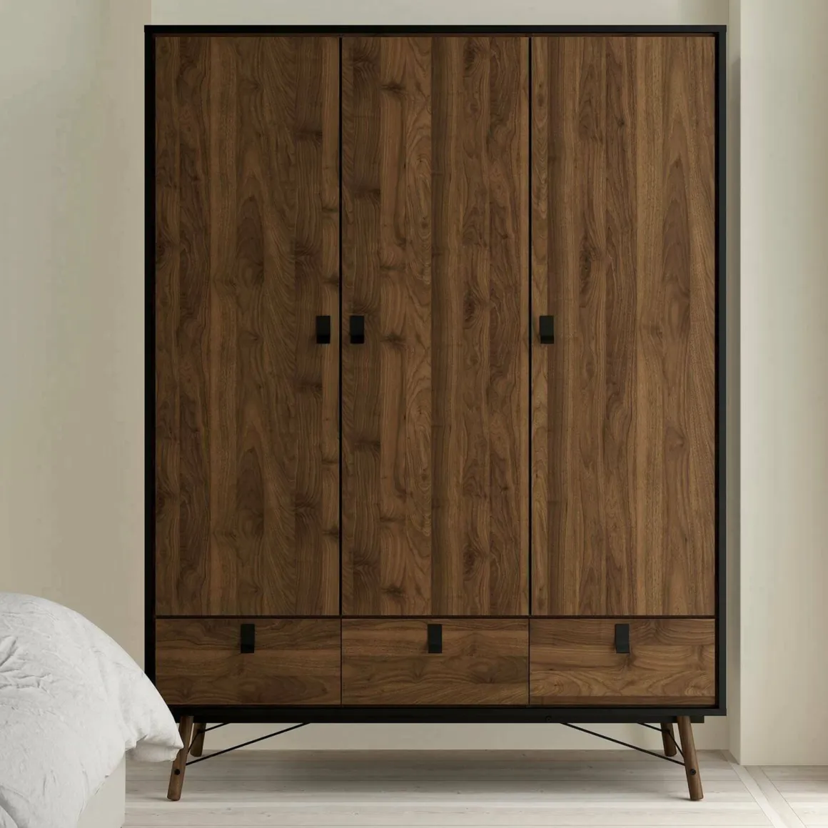 Guardaroba in legno nero e noce 150x200h cm - Virgil