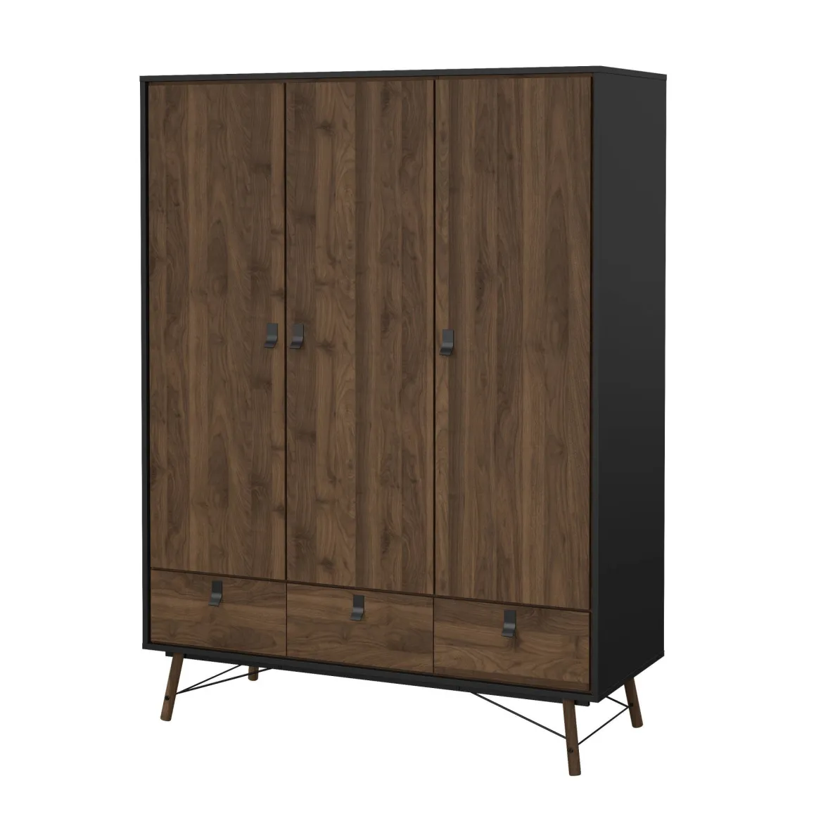 Guardaroba in legno nero e noce 150x200h cm - Virgil