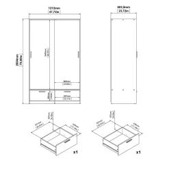 Guardaroba in legno rovere 121x200h cm - Kammuri