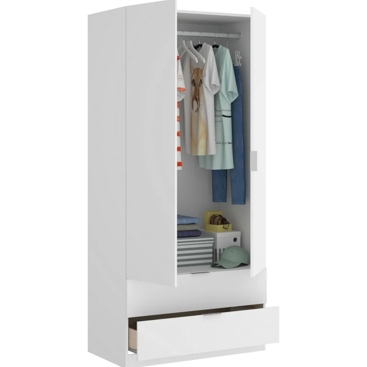Guardaroba 2 Ante|Camera Da Letto > Dmora Guardaroba moderno 81x184h cm - Anya Bianco