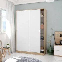 Guardaroba moderno rovere e bianco 120x200h cm - Adrenalin