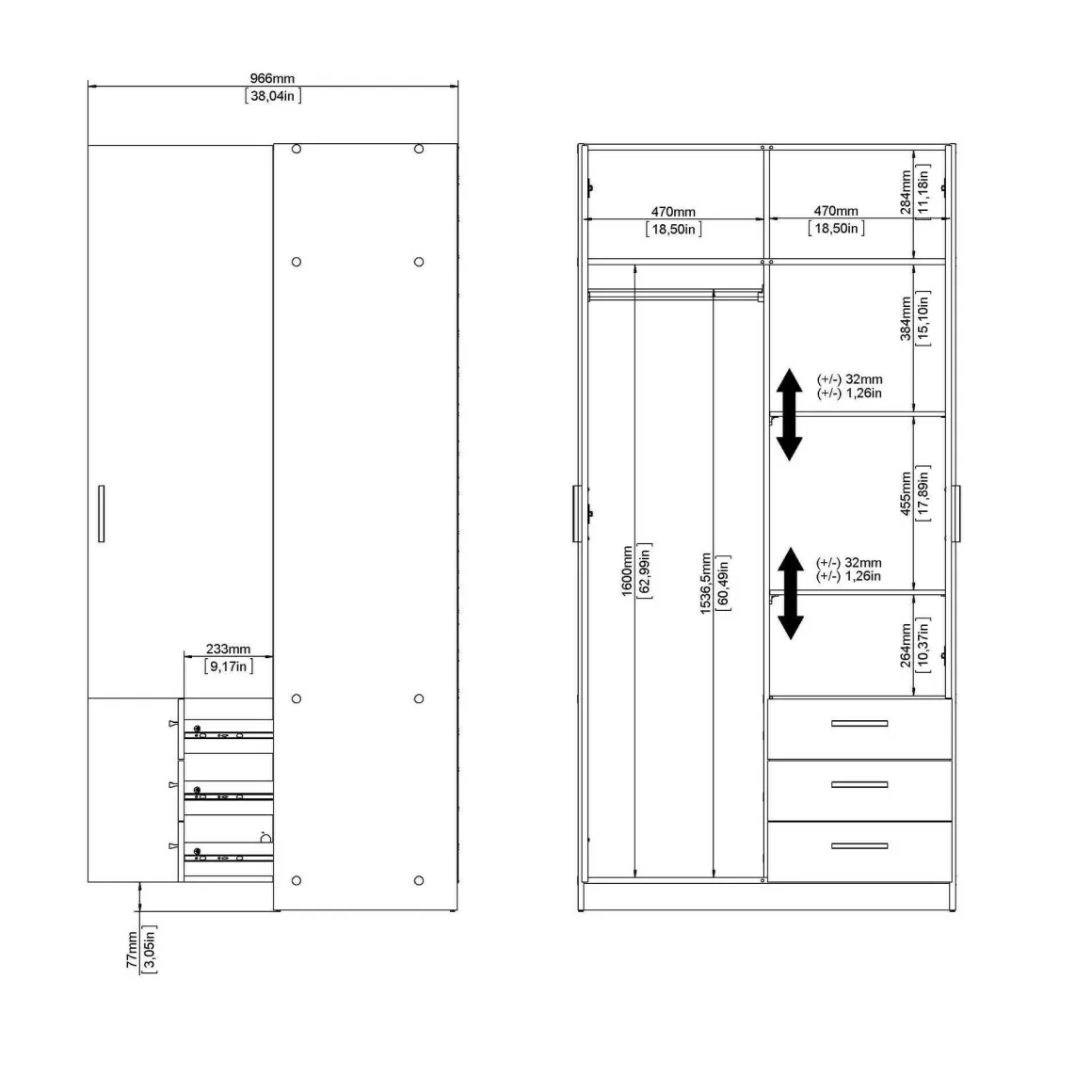 Camera Da Letto > Dmora Guardaroba salvaspazio bianco e cemento 150x200h cm - Opi Grigio, Bianco Cemento
