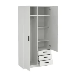 Camera Da Letto > Dmora Guardaroba salvaspazio bianco e cemento 150x200h cm - Opi Grigio, Bianco Cemento