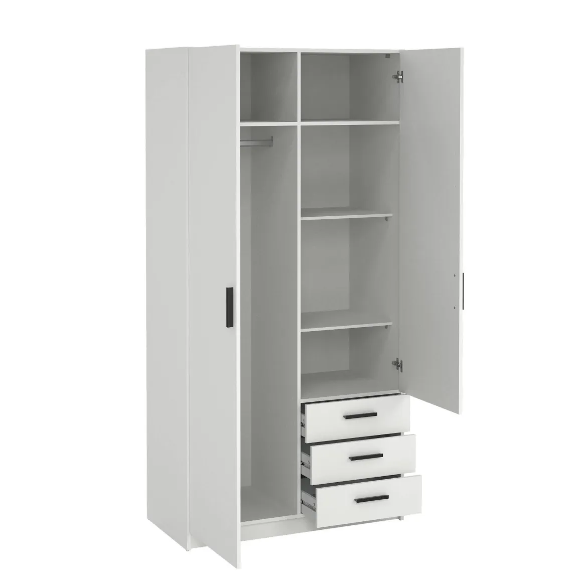 Camera Da Letto > Dmora Guardaroba salvaspazio bianco e cemento 150x200h cm - Opi Grigio, Bianco Cemento