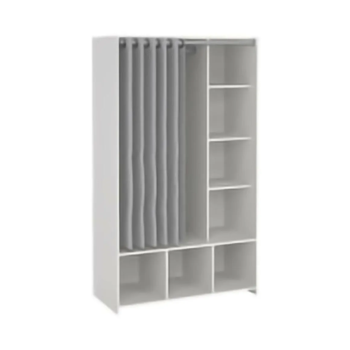 Guardaroba 2 Ante > Dmora Guardaroba salvaspazio bianco e grigio 150x200h cm - Maurice Grigio, Bianco