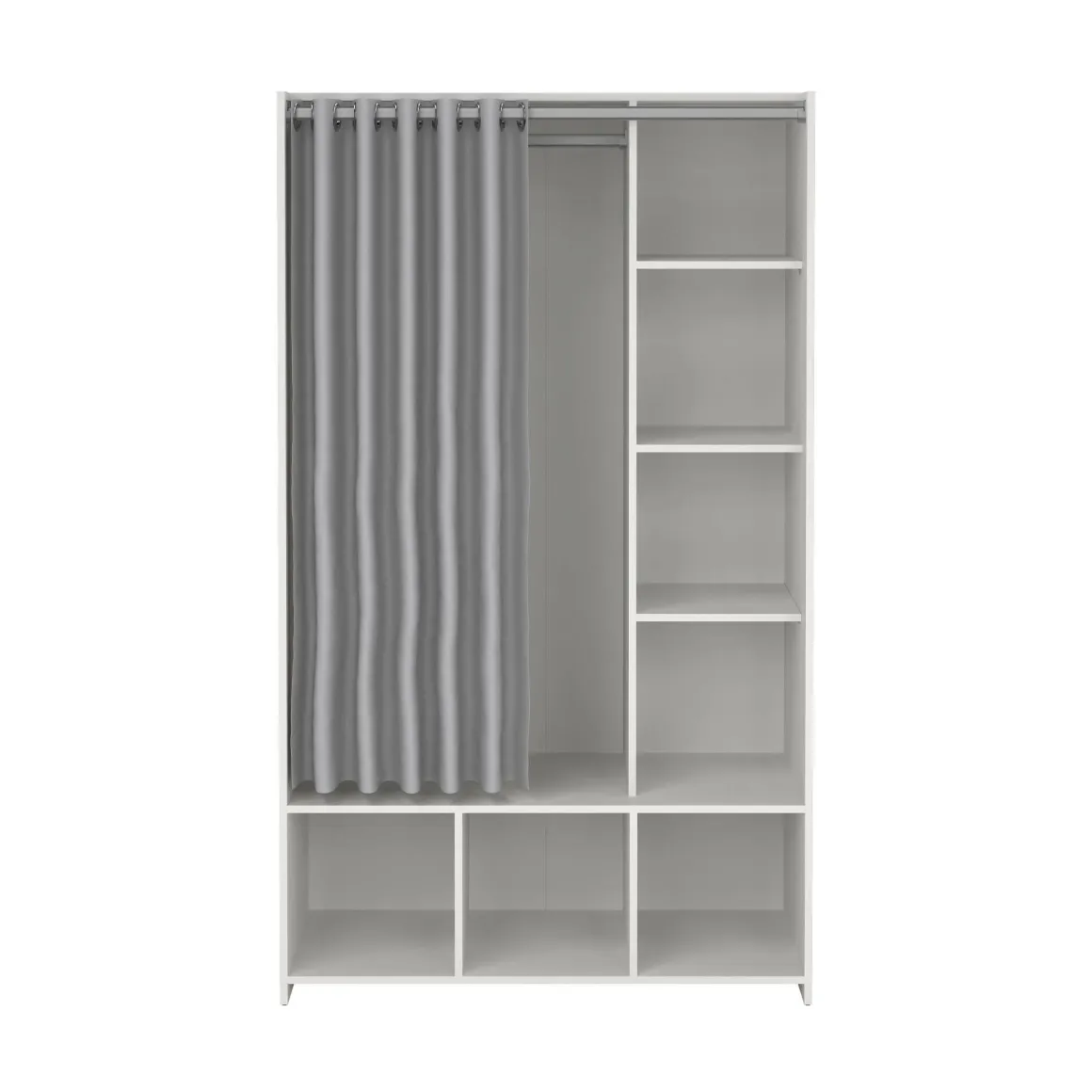 Guardaroba 2 Ante > Dmora Guardaroba salvaspazio bianco e grigio 150x200h cm - Maurice Grigio, Bianco