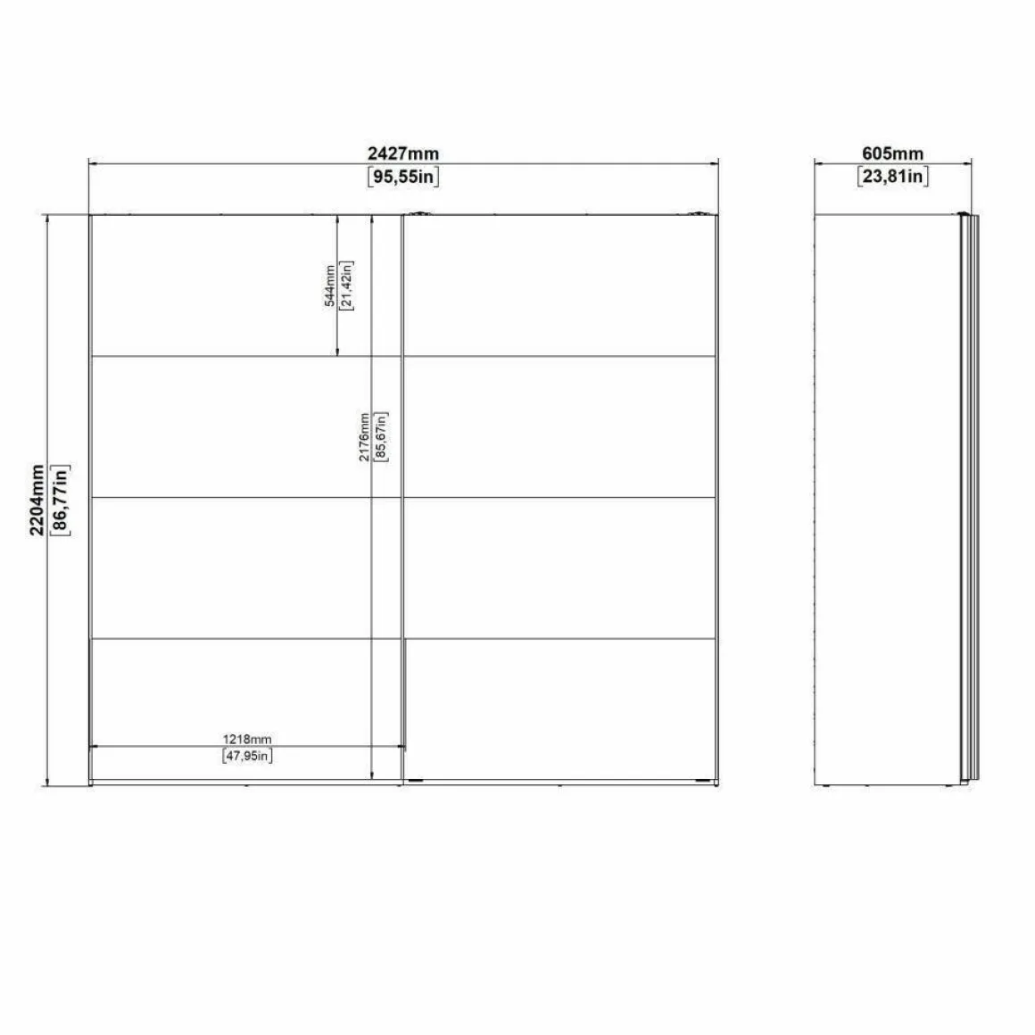Guardaroba salvaspazio bianco e nero 242x220h cm - Kauri