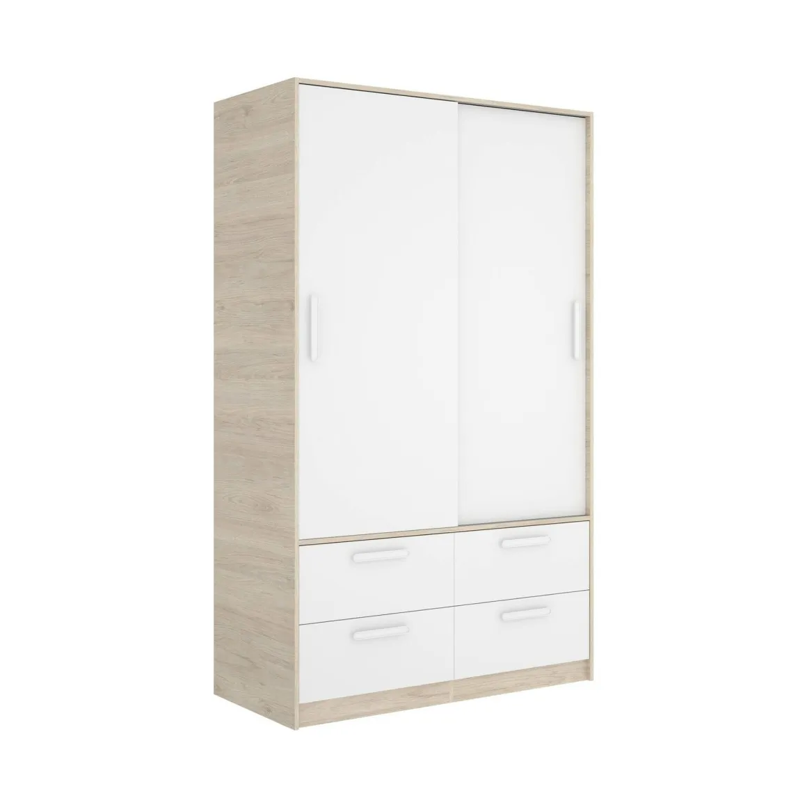 Guardaroba 3 Ante|Camera Da Letto > Dmora Guardaroba salvaspazio bianco e rovere 121x184h cm - Astru Marrone, Bianco Rovere