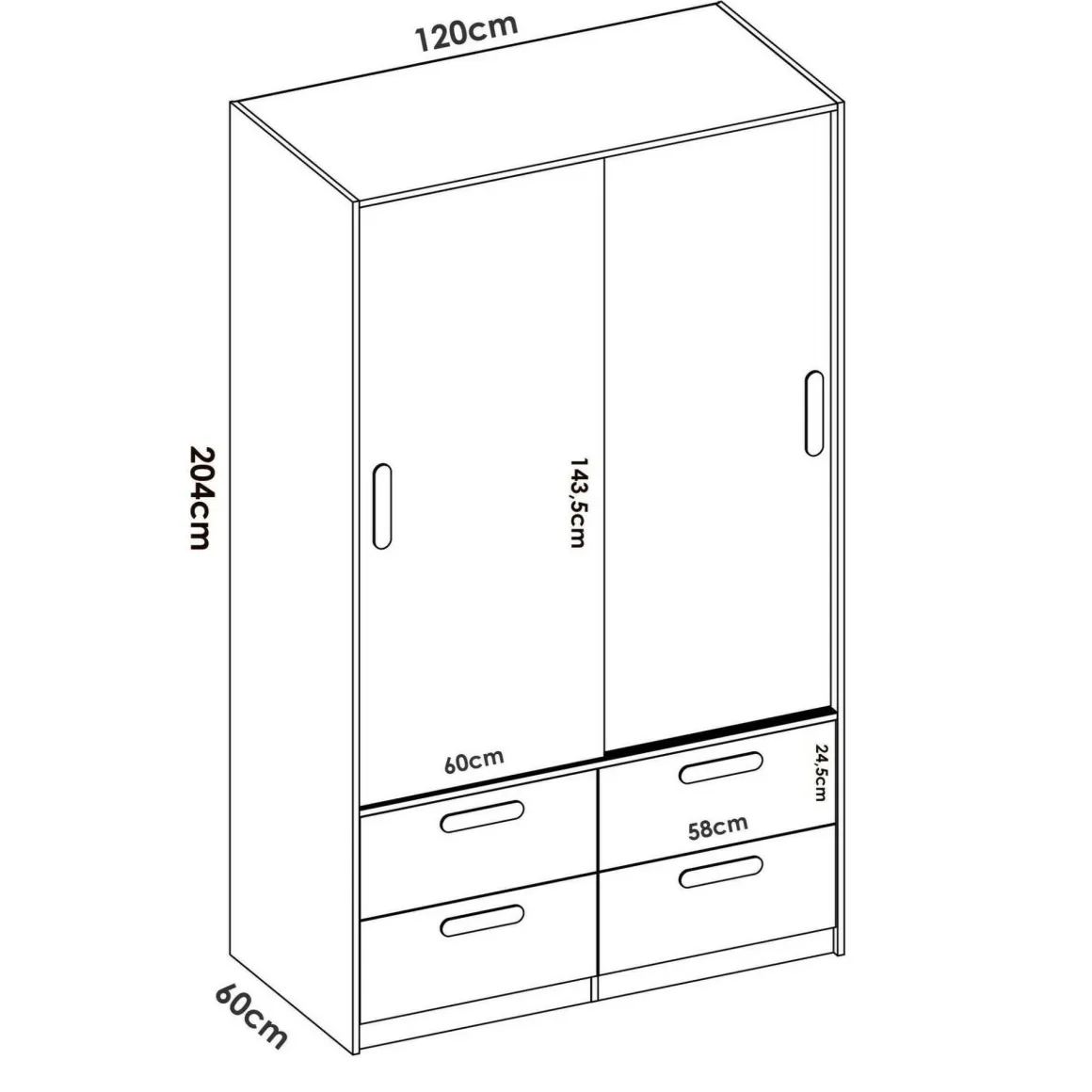 Guardaroba 3 Ante|Camera Da Letto > Dmora Guardaroba salvaspazio bianco e rovere 121x184h cm - Astru Marrone, Bianco Rovere