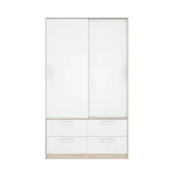 Guardaroba 3 Ante|Camera Da Letto > Dmora Guardaroba salvaspazio bianco e rovere 121x184h cm - Astru Marrone, Bianco Rovere