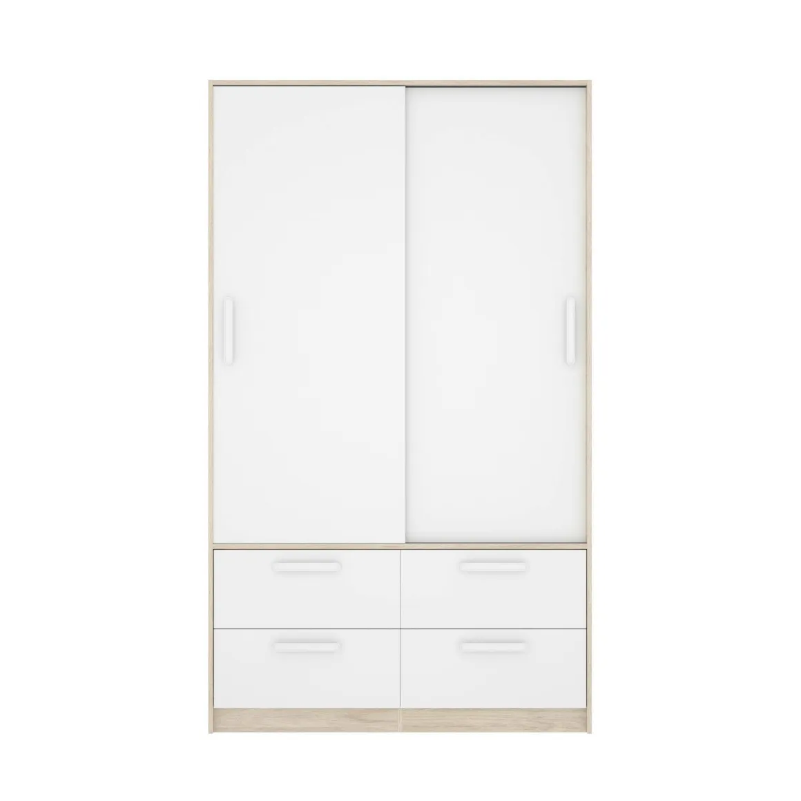 Guardaroba 3 Ante|Camera Da Letto > Dmora Guardaroba salvaspazio bianco e rovere 121x184h cm - Astru Marrone, Bianco Rovere