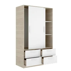 Guardaroba 3 Ante|Camera Da Letto > Dmora Guardaroba salvaspazio bianco e rovere 121x184h cm - Astru Marrone, Bianco Rovere