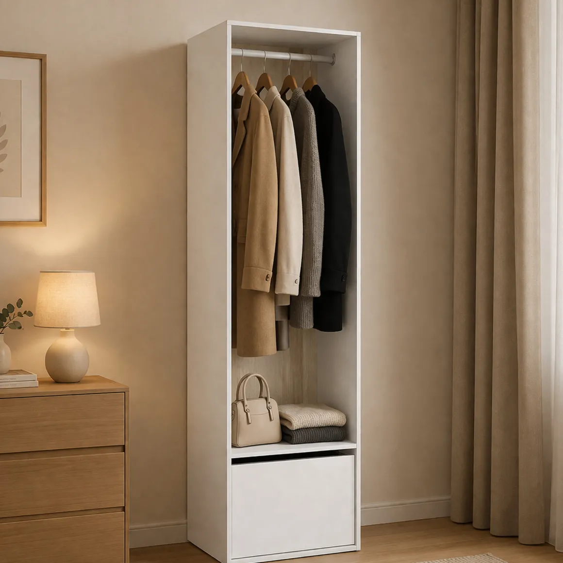 Guardaroba salvaspazio bianco e rovere 60x205h cm - Islamabad
