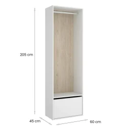 Guardaroba salvaspazio bianco e rovere 60x205h cm - Islamabad