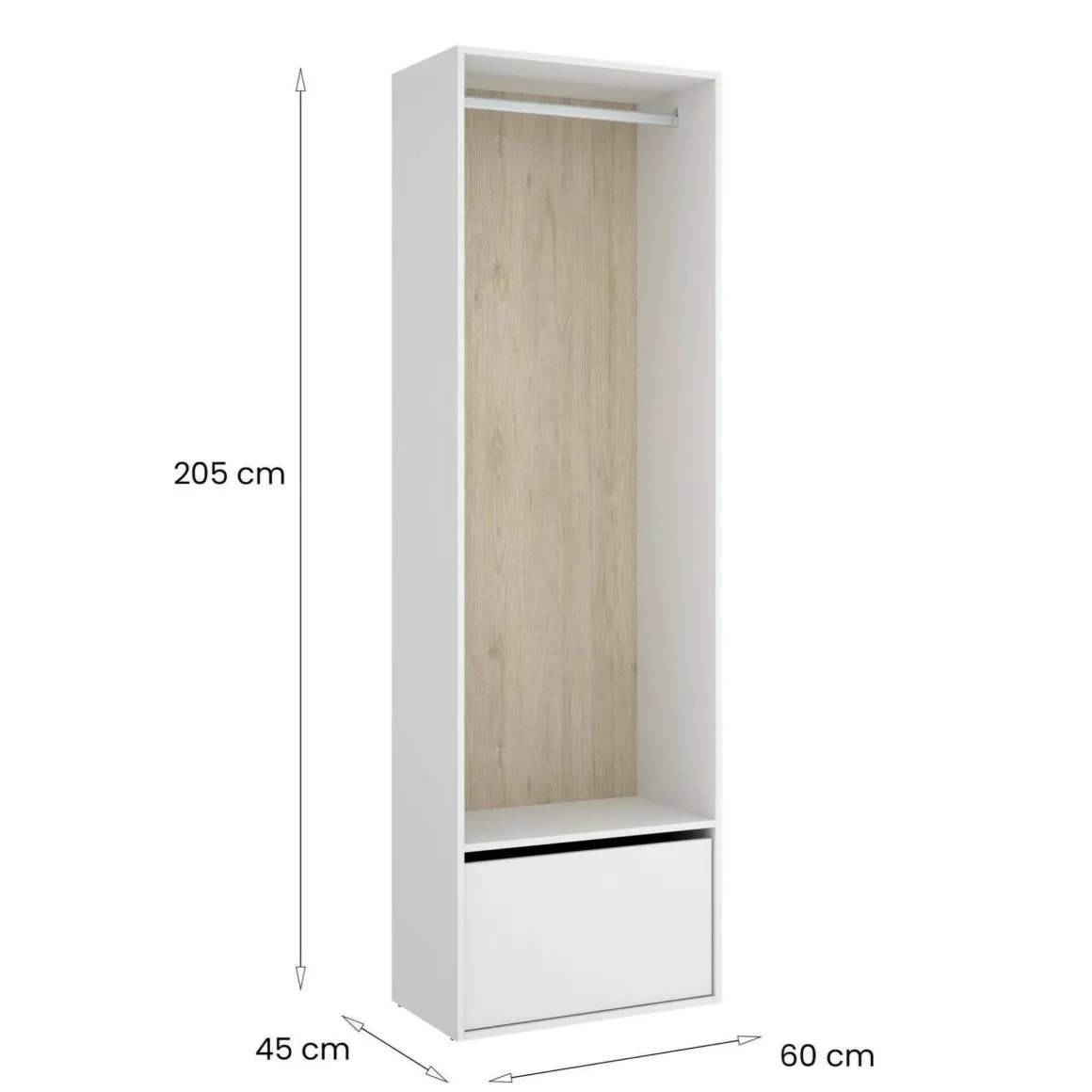 Guardaroba salvaspazio bianco e rovere 60x205h cm - Islamabad