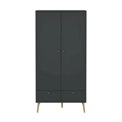 Guardaroba 2 Ante > Dmora Guardaroba salvaspazio grigio e bianco 182x201h cm - Anela Bianco, Grigio