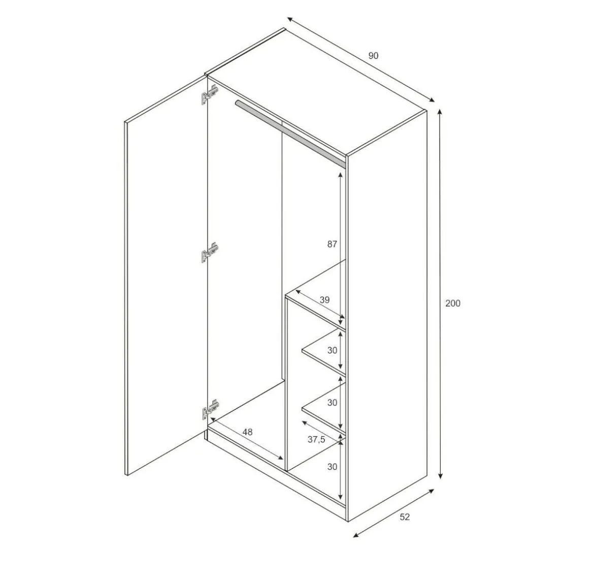 Guardaroba salvaspazio grigio e rosa 90x200h cm - Aronia