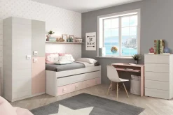 Guardaroba salvaspazio grigio e rosa 90x200h cm - Aronia