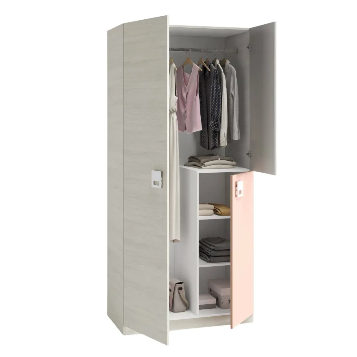 Guardaroba salvaspazio grigio e rosa 90x200h cm - Aronia