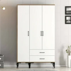 Guardaroba salvaspazio noce e bianco 120x200h cm - Phyan