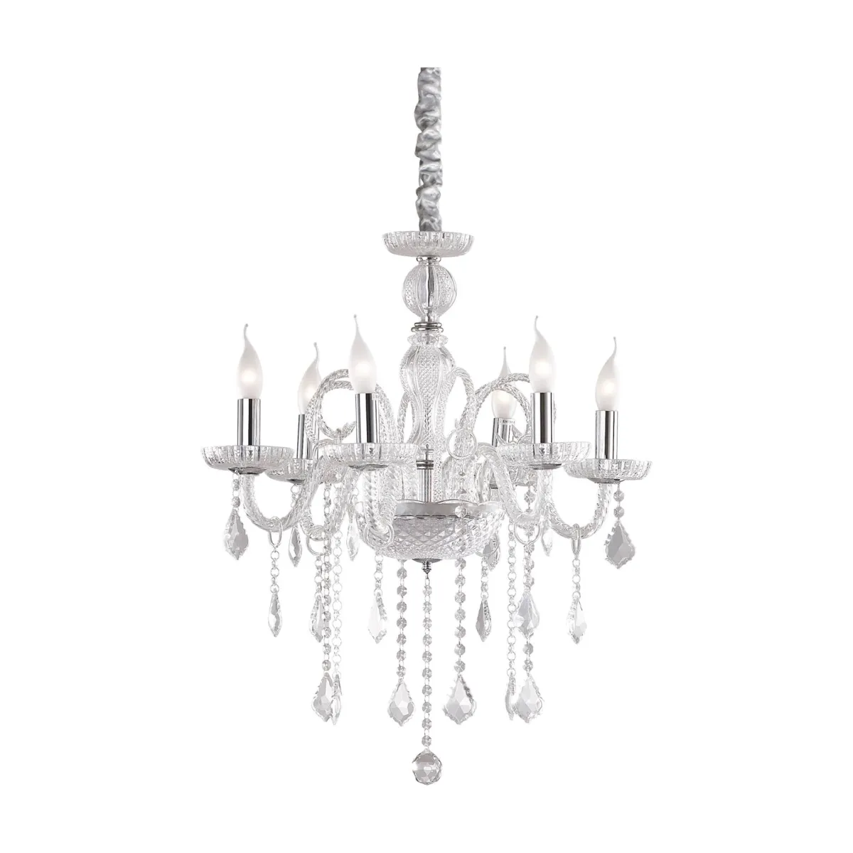 Lampade A Sospensione > Dmora Ideal-Lux - Lampada a sospensione GIUDECCA SP6 , 58 x 58 x h90 cm, Trasparente