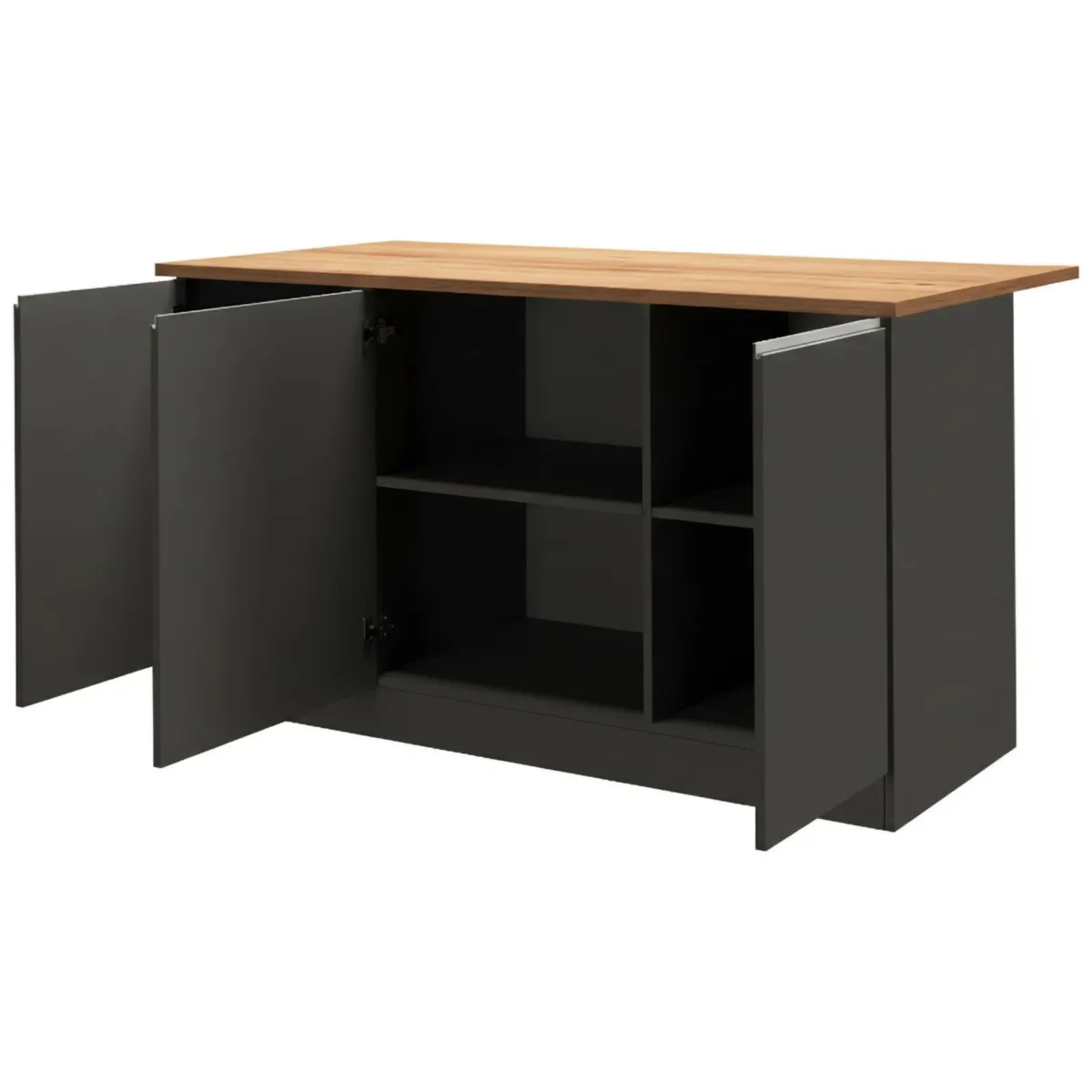 Cucina|Mobili Dispensa > Dmora Isola centrale cucina design 155x90x90h cm antracite e rovere - Tartaro Marrone Rovere, Nero Antracite