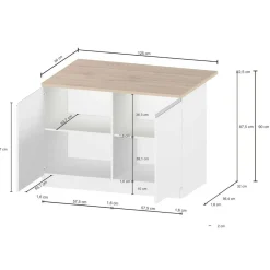 Isola cucina classica con piano snack 125x90x90h cm bianca lucida e ardesia - Analiza