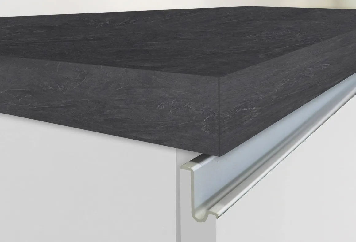 Isola cucina classica con piano snack 125x90x90h cm bianca lucida e ardesia - Analiza