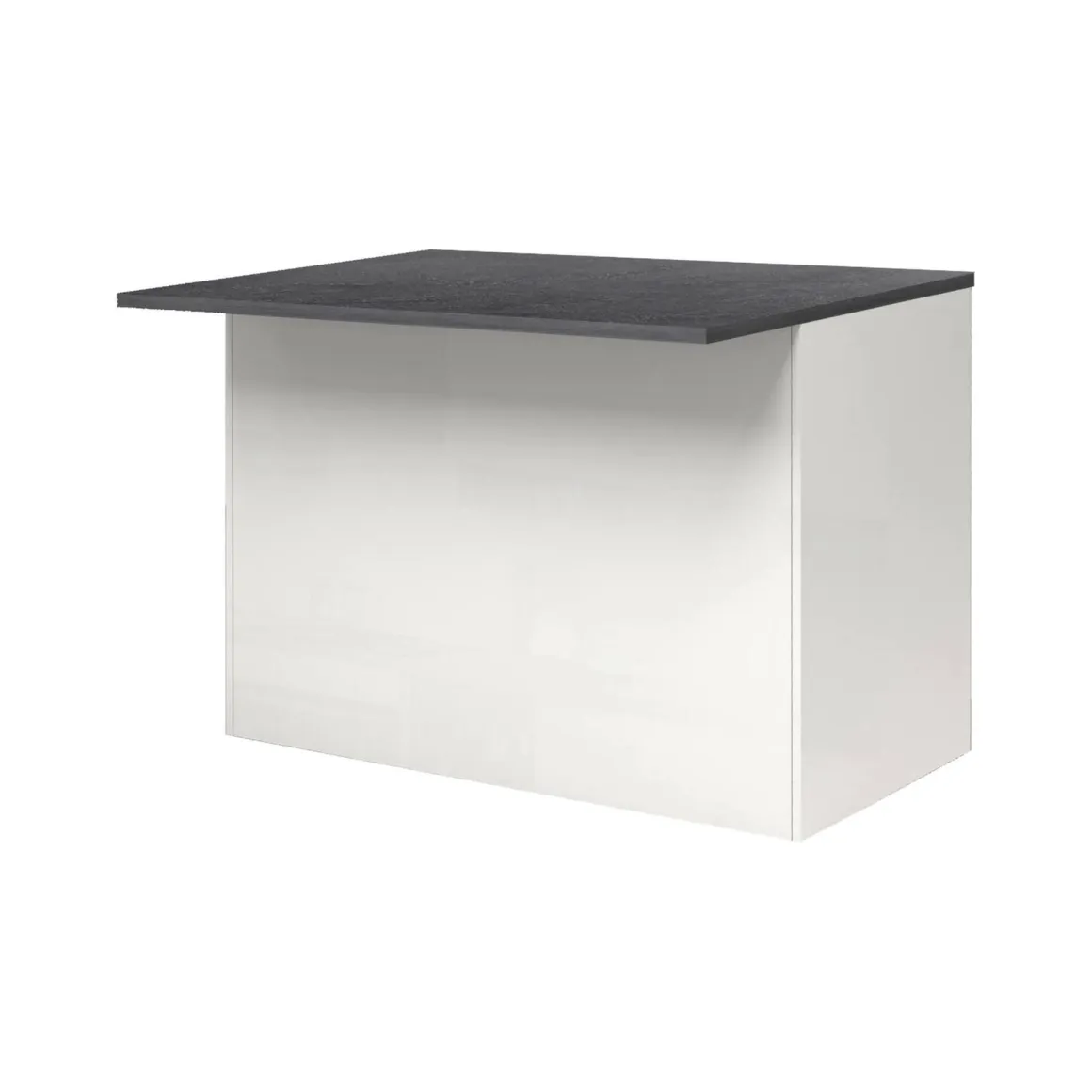 Isola cucina classica con piano snack 125x90x90h cm bianca lucida e ardesia - Analiza