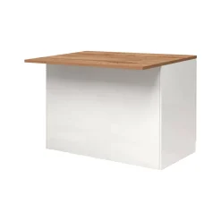 Cucina|Mobili Dispensa > Dmora Isola cucina compatta per piccoli spazi 125x90x90h cm bianca lucida e rovere - Analiza Marrone Rovere, Bianco Lucido