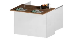 Cucina|Mobili Dispensa > Dmora Isola cucina compatta per piccoli spazi 125x90x90h cm bianca lucida e rovere - Analiza Marrone Rovere, Bianco Lucido