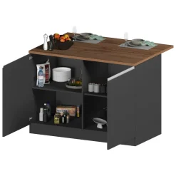 Isola cucina con ante e cassetti 125x90x90h cm antracite e rovere - Analiza
