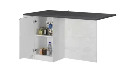 Cucina|Mobili Dispensa > Dmora Isola cucina con piano lavoro ampio 160x90x90h cm bianca lucida e ardesia - Abern Grigio Ardesia, Bianco Lucido