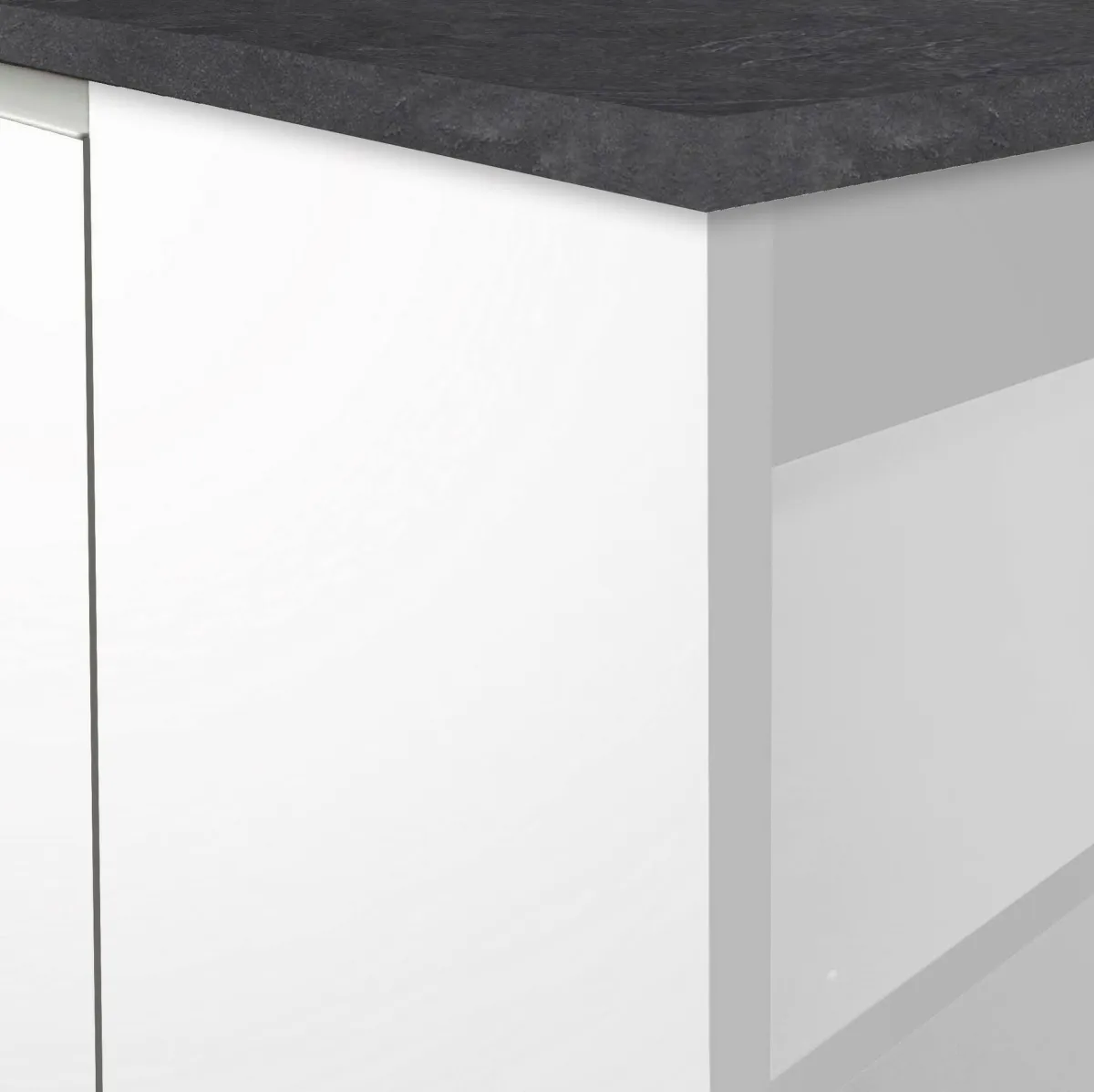 Cucina|Mobili Dispensa > Dmora Isola cucina con piano lavoro ampio 160x90x90h cm bianca lucida e ardesia - Abern Grigio Ardesia, Bianco Lucido