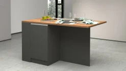 Isola cucina con vani contenitori 160x90x90h cm antracite e rovere - Abern