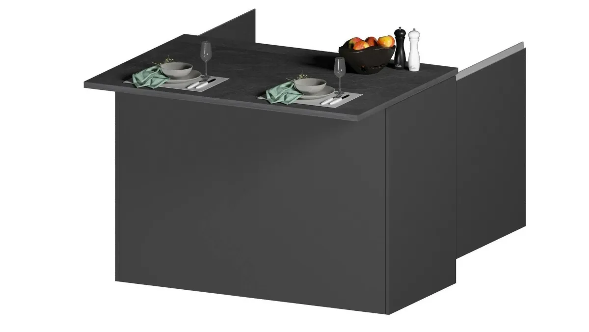 Cucina|Mobili Dispensa > Dmora Isola cucina economica 125x90x90h cm antracite e ardesia - Analiza Grigio Ardesia, Nero Antracite