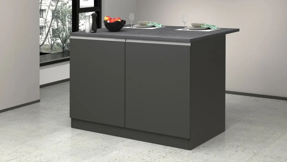 Cucina|Mobili Dispensa > Dmora Isola cucina economica 125x90x90h cm antracite e ardesia - Analiza Grigio Ardesia, Nero Antracite