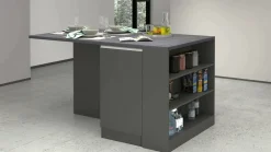 Isola cucina grande multifunzione 160x90x90h cm antracite e ardesia - Abern