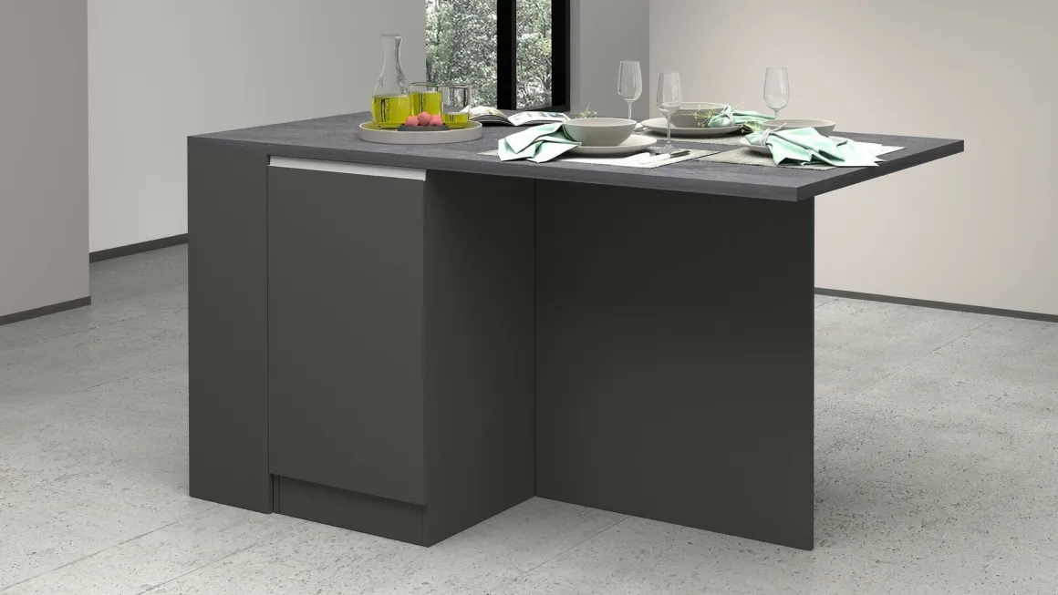 Isola cucina grande multifunzione 160x90x90h cm antracite e ardesia - Abern