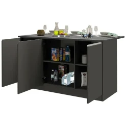 Cucina|Mobili Dispensa > Dmora Isola cucina minimal con ante 155x90x90h cm antracite e ardesia - Tartaro Grigio Ardesia, Nero Antracite