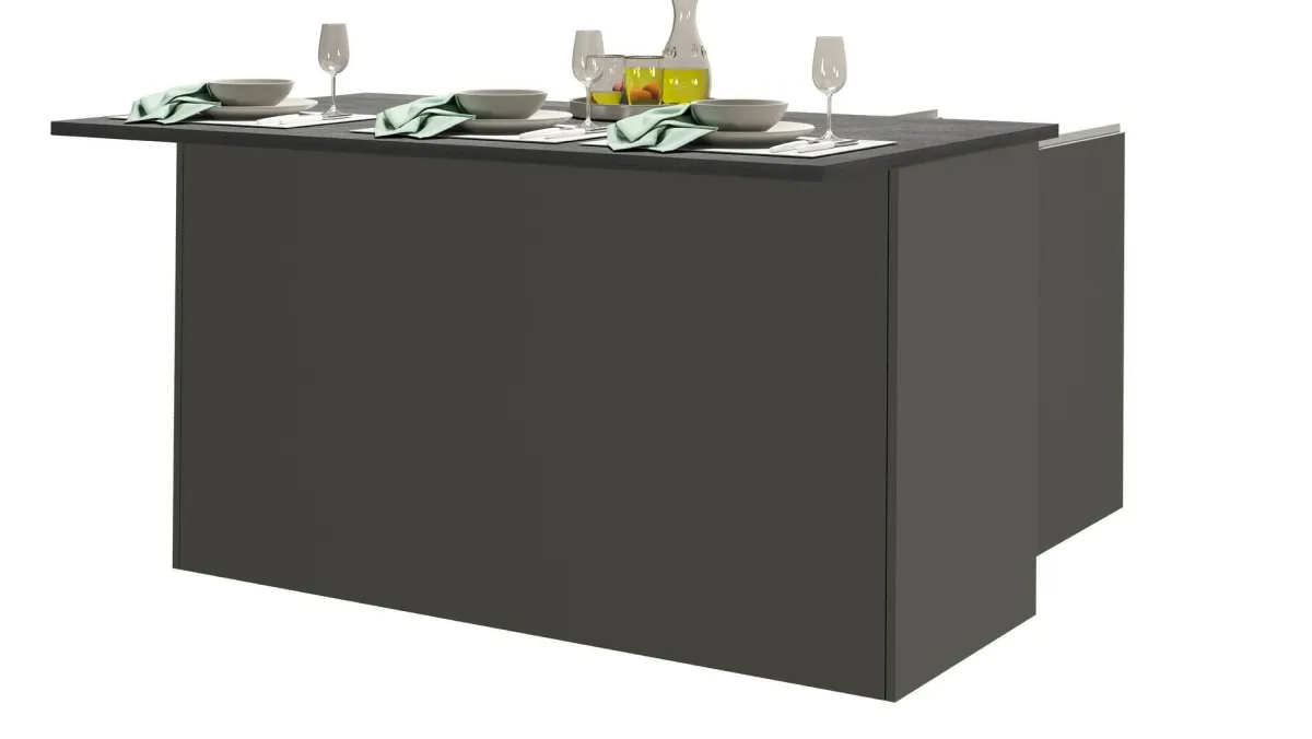 Cucina|Mobili Dispensa > Dmora Isola cucina minimal con ante 155x90x90h cm antracite e ardesia - Tartaro Grigio Ardesia, Nero Antracite
